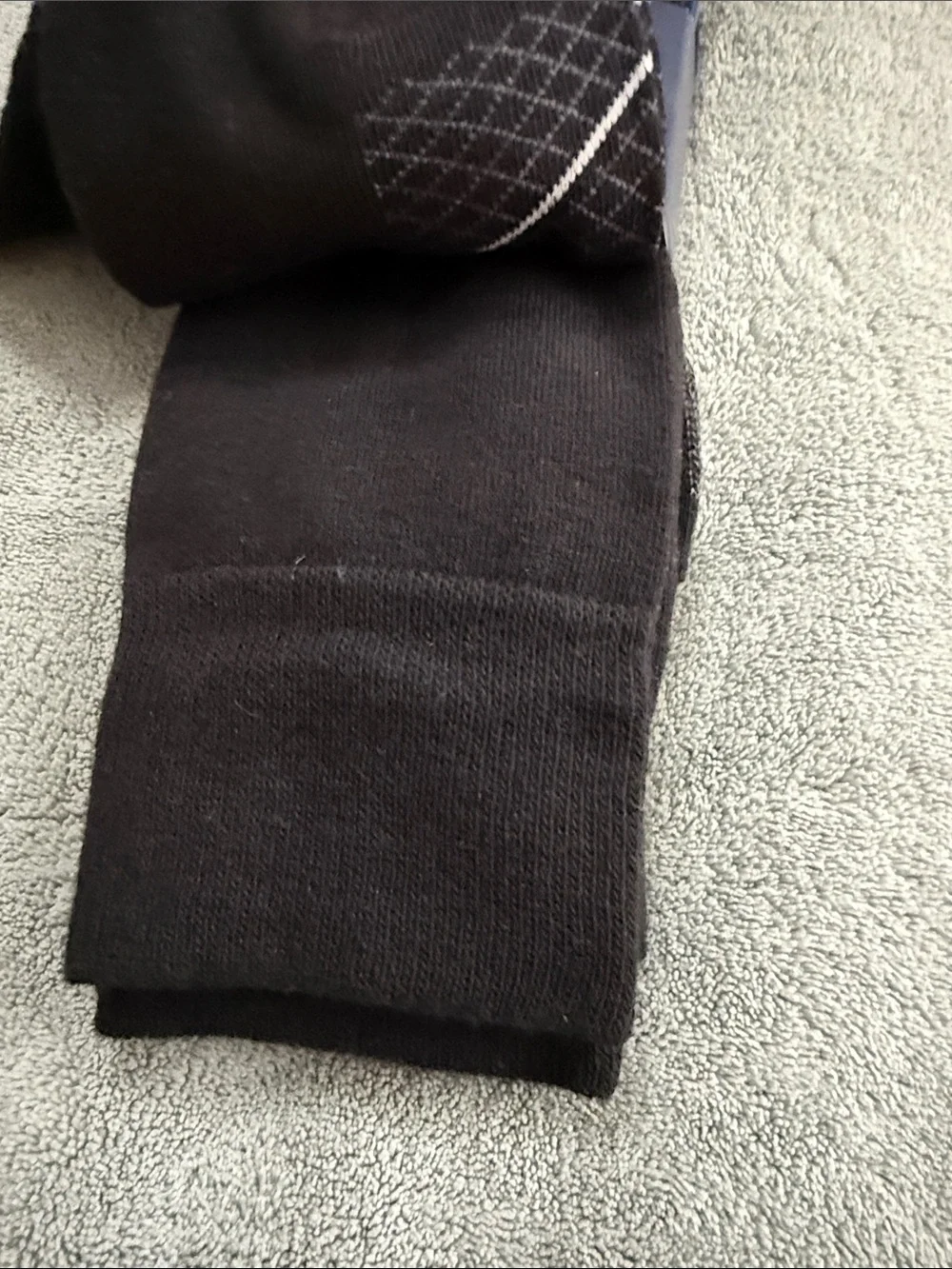 Cole Haan Black Dress Crew Socks with Gray and Blue Argyle